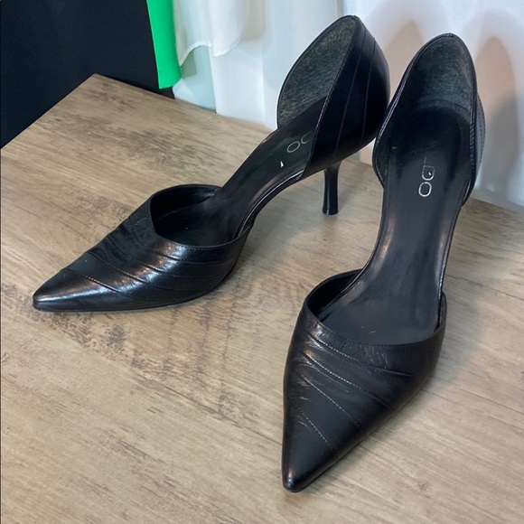 Aldo | Sleek Black Pointed Leather Kitten Heels - US 8 / EU39 - Picture 1 of 5